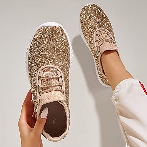 Image of K KIP WOK Fashion Glitter Sneakers for Womens Silp On Running Shoes Lightweigt Tennis Walking Sneakers