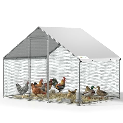 Sekey Hühnerstall Winterfest 3x2x2m XXL Freilaufgehege begehbar, Hühnerstall für 4-6 Hühner oder 10-15 Hühner, feuerverzinkte Voliere mit UV-Dach, Fuchs- & mardersicher
