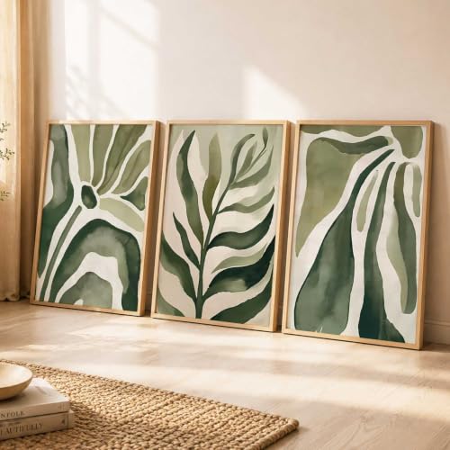 Image of kotart Boho Floral Art Home Decoration Painting | Floral Aesthetic Paintings With Frame For Living Room Bed Room Hotel Wall Decor Digital Reprint Set of 3 (20x30 Inch)