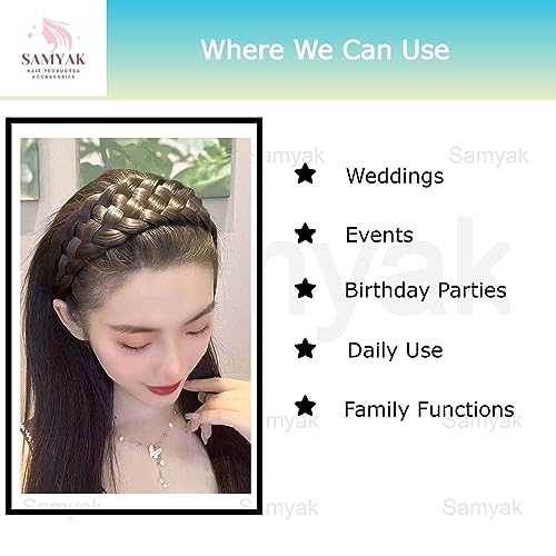 Image of Samyak Synthetic Hair Braided Hair Band 4 Plaited Headband For Women & Girls Fashion Hair Accessory (Black)