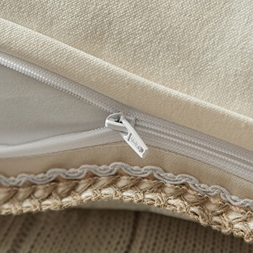 Fy Fiber House Pack Of 2 Farmhouse Decorative Throw Pillow Covers, Faux Burlap Linen Trimmed Tailored Edges Cushion Cover Pillowcases For Couch, Sofa, Decor, Bedroom, White 20 X 20 Inches #TOP2