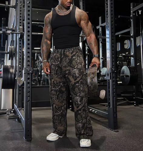 MISSACTIVER Mens Camo Baggy Sweatpants Graphic Print Athletic Gym Pants Workout Wide Leg Joggers Pants with Pockets4