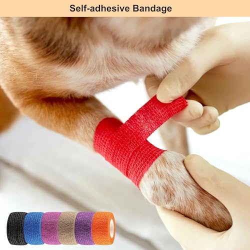 Selbstklebender Verband, 12 Rollen Selbsthaftende Bandage, Verband Selbstklebend Fingerpflaster Selbsthaftend Elastische Haftbandage Fixierbinde Selbstklebend für Erste Hilfe Finger(2,5cmx4,5m)