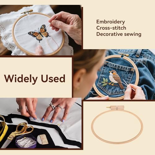 Image of Embroidery Hoop, Oval Wooden Embroidery Hoop Cross Stitch Display Frame Oval Cross Stitch Frame 11.6x7.9in for Art Craft Sewing and Wall Hanging