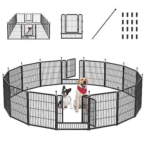 Mr-IRONSTONE-Dog-Playpen-with-Anti-Rust-Coating-32-Height-16-Panels-Dog-Fence-Dog-Pen-IndoorOutdoor-Pet-Playpen-for-LargeMediumSmall-Dogs-Portable-Foldable-Dog-Exercise-Pens