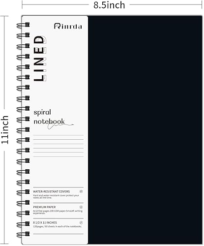 Miniatura 9 de Cuaderno de puntos en espiral de 8.5 x 11 pulgadas, paquete de 4 cuadernos de tapa dura de 120 páginas, 100 GSM, cuaderno de papel punteado grueso