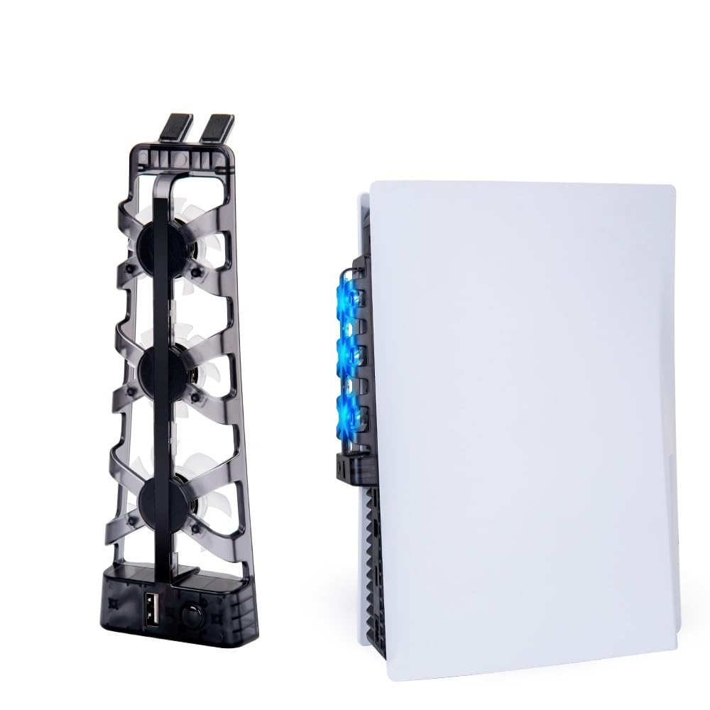 Ventola di raffreddamento silenziosa migliorata per PS5 con velocità regolabile, ventole di raffreddamento USB per console di gioco, con porta USB 3.0 sia per dischi che per edizioni digitali