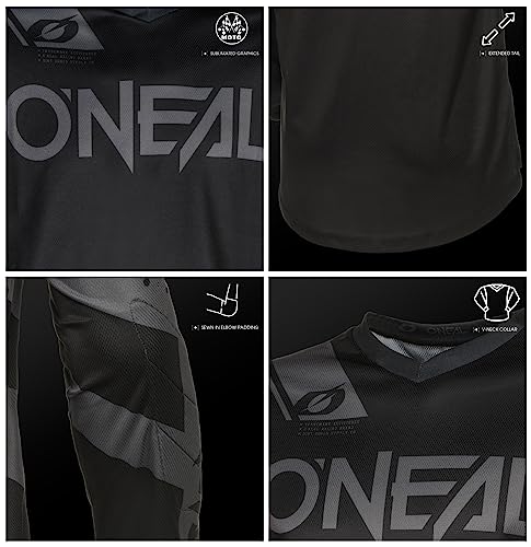 O’NEAL | Motocross-Jersey Langarm | MX Enduro | Gepolsterter Ellbogenschutz, V-Ausschnitt, atmungsaktiv | Element Jersey Racewear V.24 | Erwachsene | Schwarz Grau | Größe M