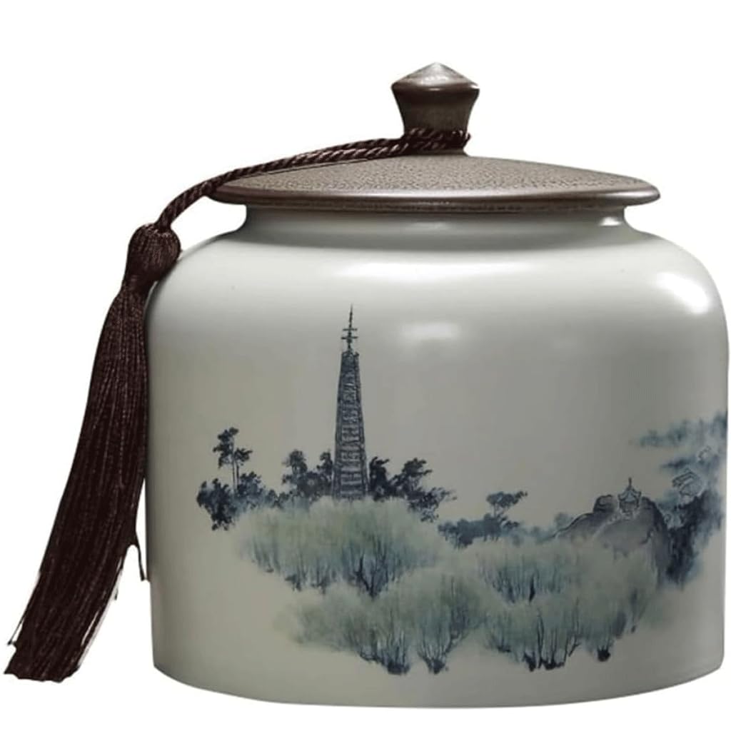 OZLMBERN Ceramic Tea Jar Sealed Jar Tea Jar Storage Jar Empty Jar Household Ornament Creative Jar Tea Packaging Box