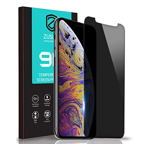 ZUSLAB Privacy Screen Protector for Apple iPhone 11 Pro Max/XS MAX, Anti Spy Tempered Glass Screen Protector Full Coverage