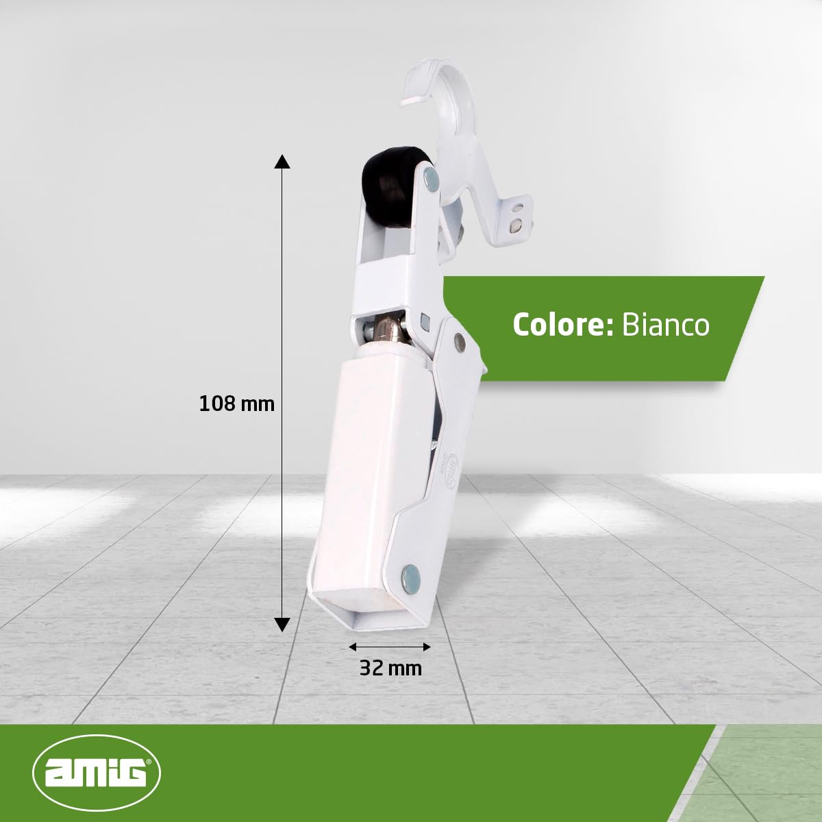 Amig - Chiudiporta Idraulico - Chiudiporta con Chiusura Controllata e Ammortizzata per Porte Interne - 108 x 32 mm, Fino a 40 kg - Alluminio - Bianco