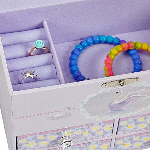 Jewelkeeper - Sterren en Zwanen Grote muzikale Ballerina sieraden opbergdoos met 4 uittrekbare laden, Jewel Box… - Image 5