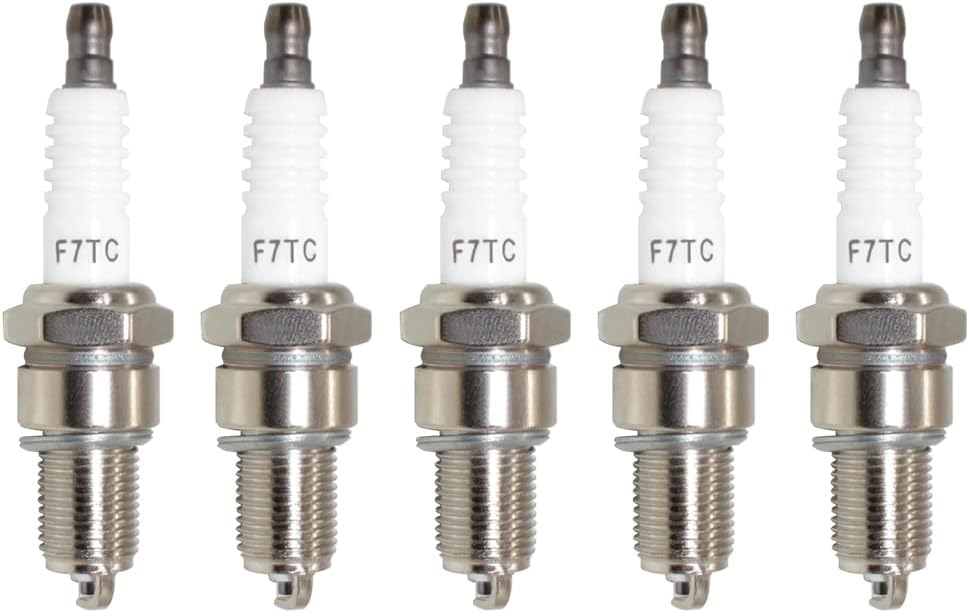 F7TC Spark Plug for GX120 GX160 GX200 GX240 GX270 GX340 GX390 Generator Lawnmower Tractor Rototiller Water Pump Go Kart Mini Bike Tillage Polishing Machine (5pcs)