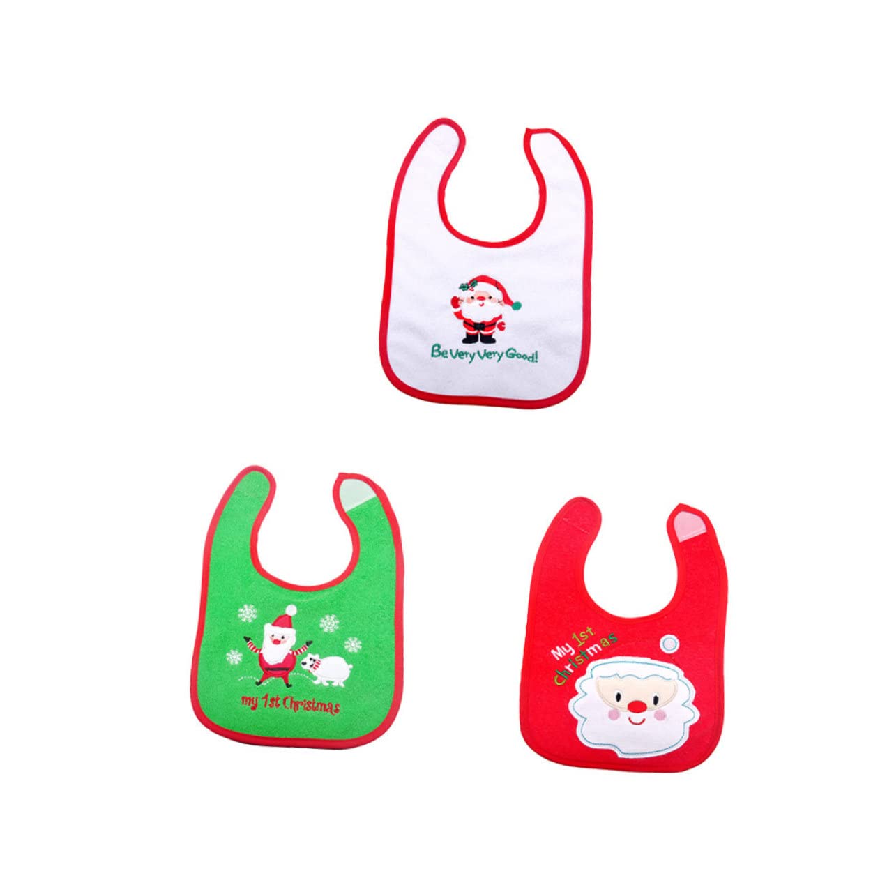 TOYANDONA 9stücke Teiliges Lätzchen Mit Auffangtasche Weihnachtsmuster Santa Claus Waschbare Und Leicht Zu Reinigende Baumwoll-lätzchen Für Beikost Und Zahnen