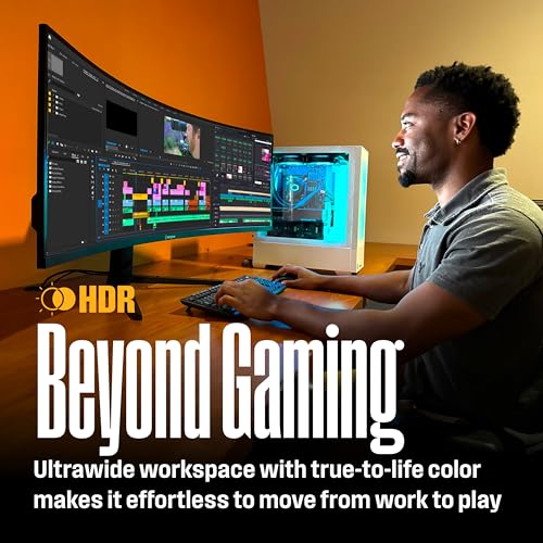 Image of Westinghouse 49 Inch Curved Gaming Monitor, UWDQHD(5120 x 1440P), 3000:1 Contrast Ratio, 124% sRGB, 120Hz, 1800R, AMD FreeSync, Eyecare, Built-in Speakers, Tilt /Height /Swivel, HDMI, DisplayPort, USB-C