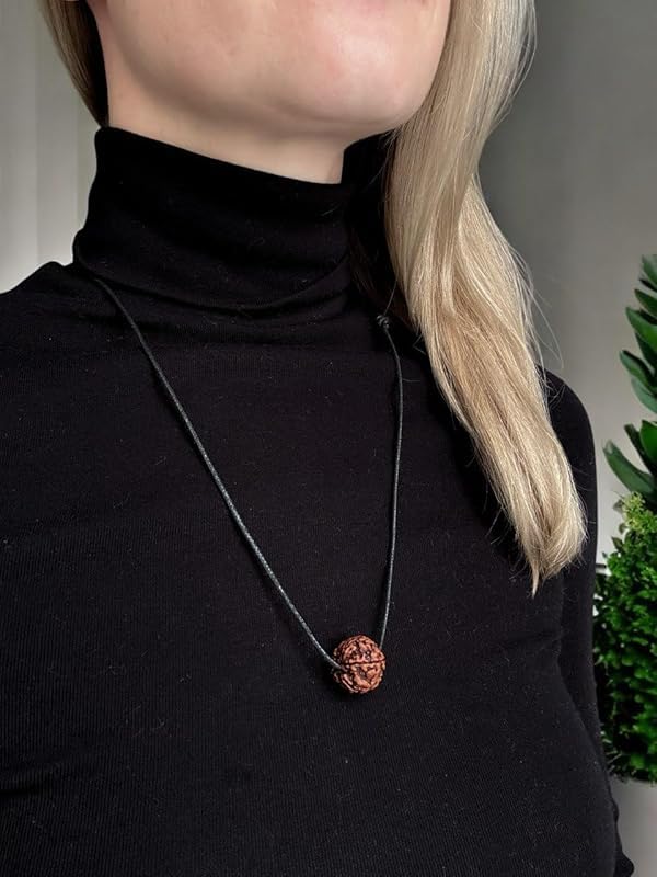 The Great Indian Store 5 Mukhi Rudraksha Bead Pendant HANDMADE Real Original Rudraksh Hindu protection necklace for men women (Black cotton cord) pack of 23