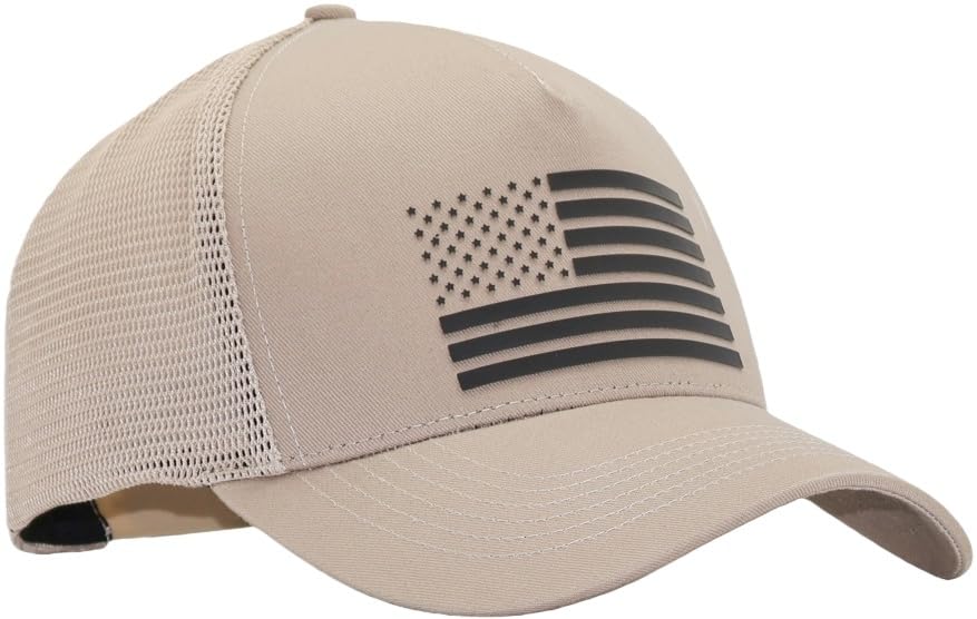 Image of USA Flag Snapback Hat Fits One Size&XXL /3XL - Mens Mesh Trucker Ball Hats - US 250th Anniversary Veterans Memorial Day Gifts