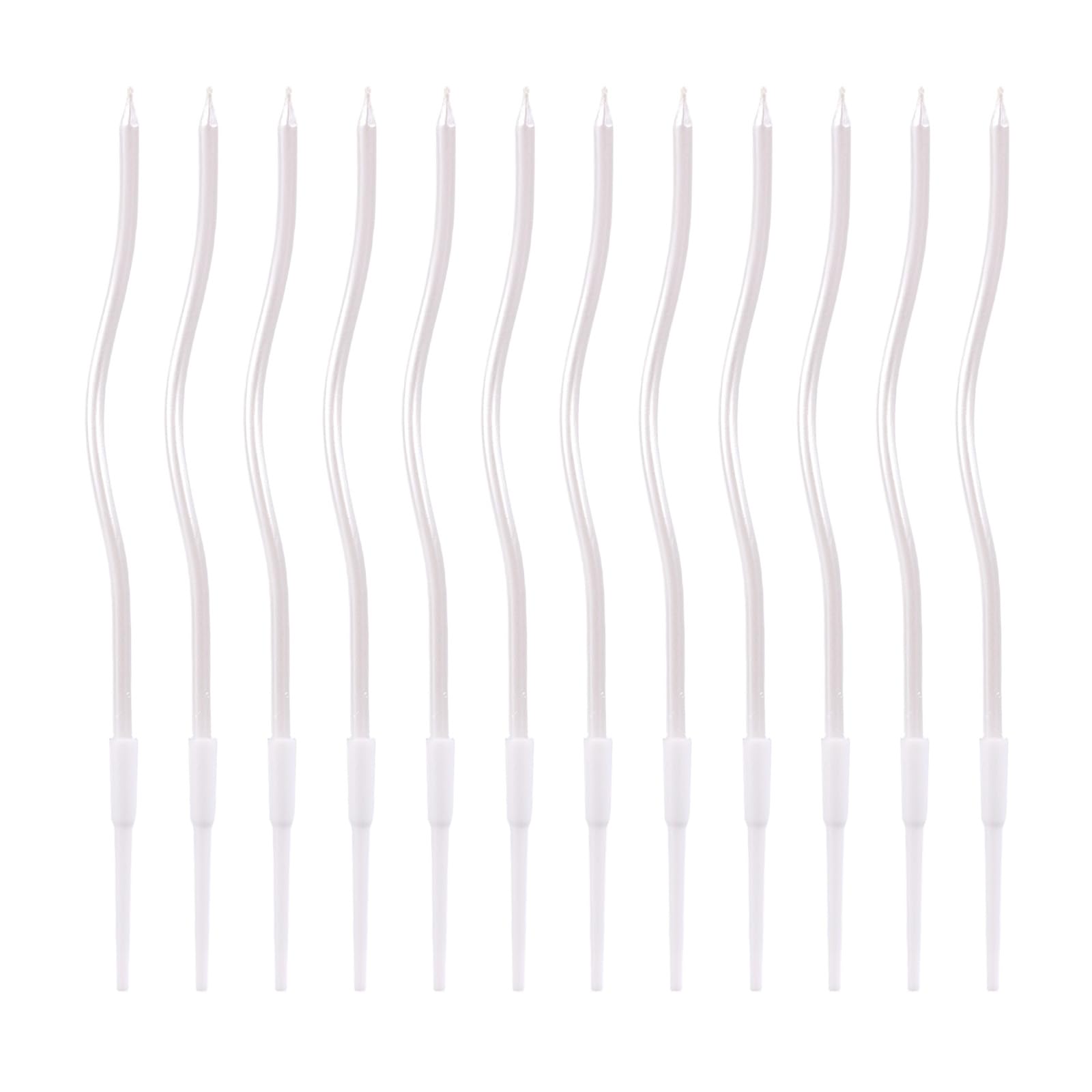 lasuroa 24pcs Spiral Cake Candles, Birthday Cake Candle(Pearlescent White)