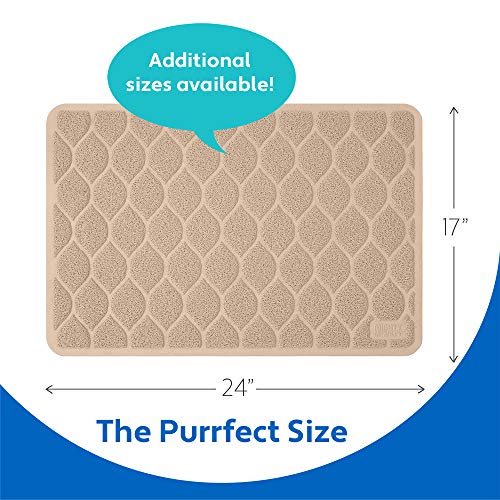 Mighty Monkey Durable Easy Clean Cat Litter Box Mat, Great Scatter Control Mats, Keep Floors Clean, Soft On Sensitive Kitty Paws, Cats Accessories, Large Size, Slip Resistant, 24X17, Taupe #TOP5