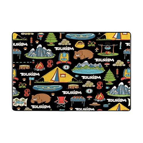 Tapis salle à manger Cheshongg anti-plis en polyester pour sol moderne - 2