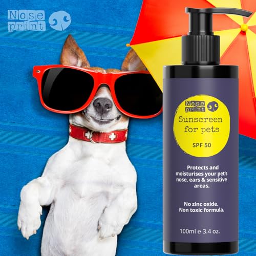Noseprint LSF 50 Pet Sunscreen Lotion Flasche | Feuchtigkeitsspendender Sonnenschutz für Hunde und Katzen | Ungiftige Formel Hundenase | Hundepfotenbalsam Sonnencreme