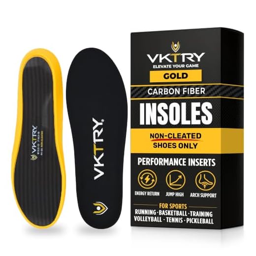 VKTRY Gold Performance Insoles–Customized Carbon Fiber Inserts, Non-Cleated Shoes–Basketball, Volleyball, Racquet Sports, Running & More–Run Faster, Jump Higher, Recover Quicker, Protect from Injury