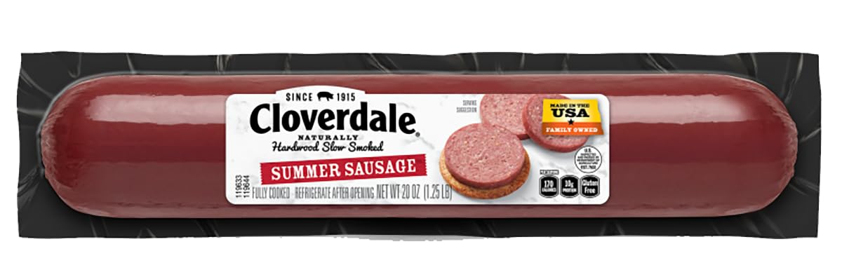Cloverdale Cracker Size Summer Sausage 20 Ounce – Gluten-Free, No Added MSG Summer Sausage, Perfect Size for Crackers and Charcuterie