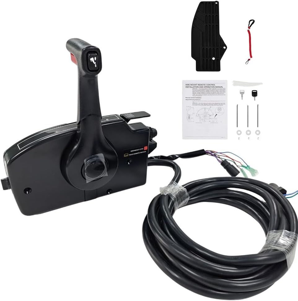 881170A15 GEN I Outboard Remote Control Box Side Mount 8PIN For Mercury With 15FT Harness & Trim Lifting Switch