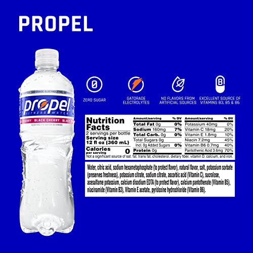Propel, Black Cherry, Zero Calorie Water Beverage with Electrolytes & Vitamins C&E, 24 Fl Oz (Pack of 12) - Image 4