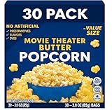Movie Theater Butter Flavored Microwave Popcorn, Non-GMO Kernels, 30 Sharing Bags, 3 Oz Each, No Artificial Preservatives or Flavors