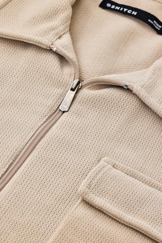 Image of SNITCH Men Casual Jacket | Regular Fit Textured Pattern With Lapel Collar & Full Sleeve | Polyester Blend Zip Closure For Everyday Street Style & Layering