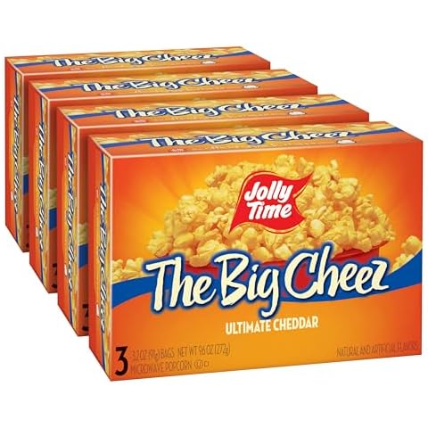 Jolly Time The Big Cheez, Cheddar Cheese Microwave Popcorn, 3.2oz Sharing Bag, 3 Bags Per Carton (The Big Cheez, 3.2 Ounce (Pack of 12)) Cover