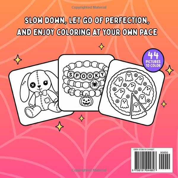 Spooky Calm Halloween Coloring Book: Cute and Creepy Illustrations for Adults, Teens and Kids | Boo Basket Stuffer and Adorable Witchy Gift (Cozy Things Coloring) image 3