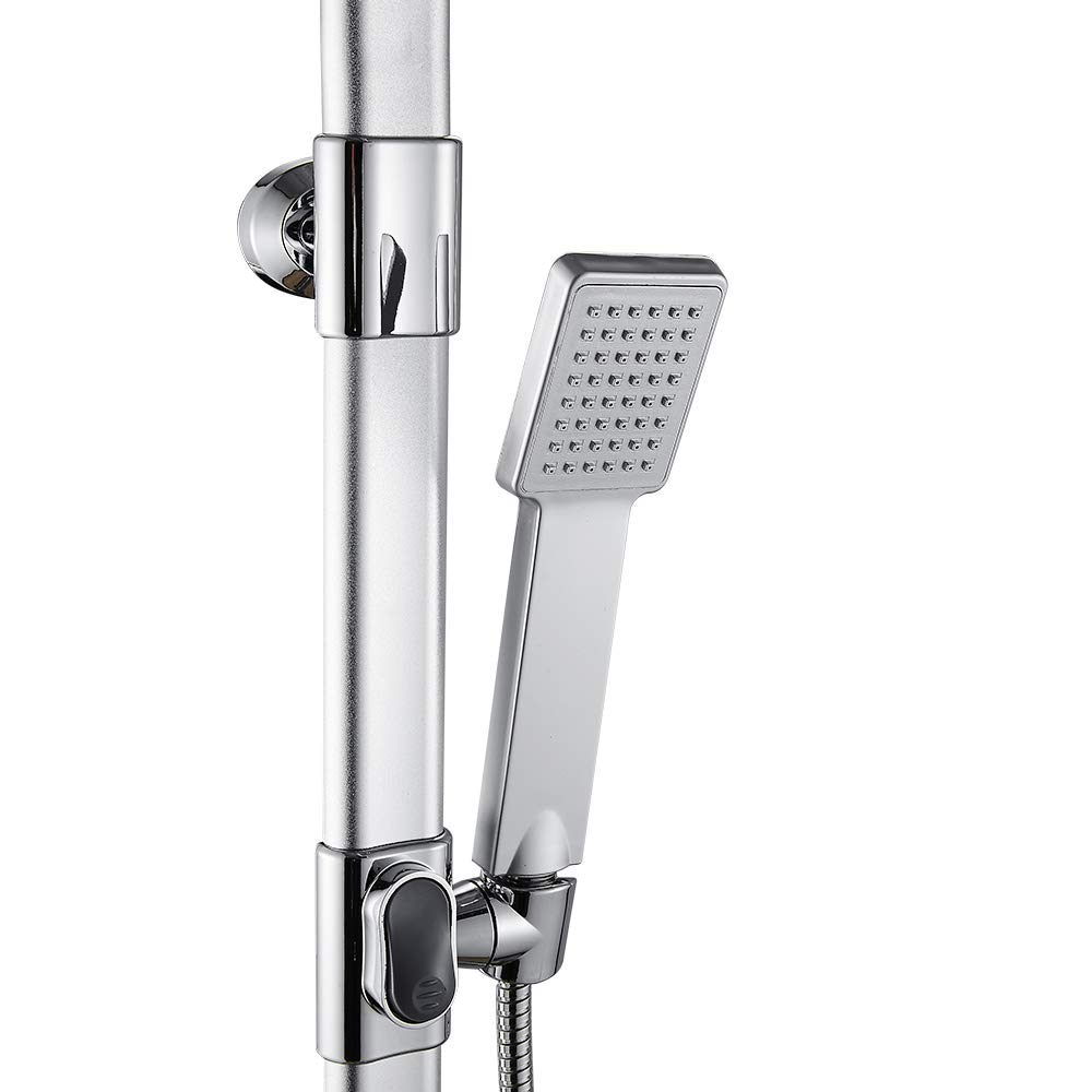 Colonne de Douche avec Barre de Douche 106 cm(41,73''), Colonne Douche sans Mitigeur, avec Pommeau de Douche et Douchette, Argenté
