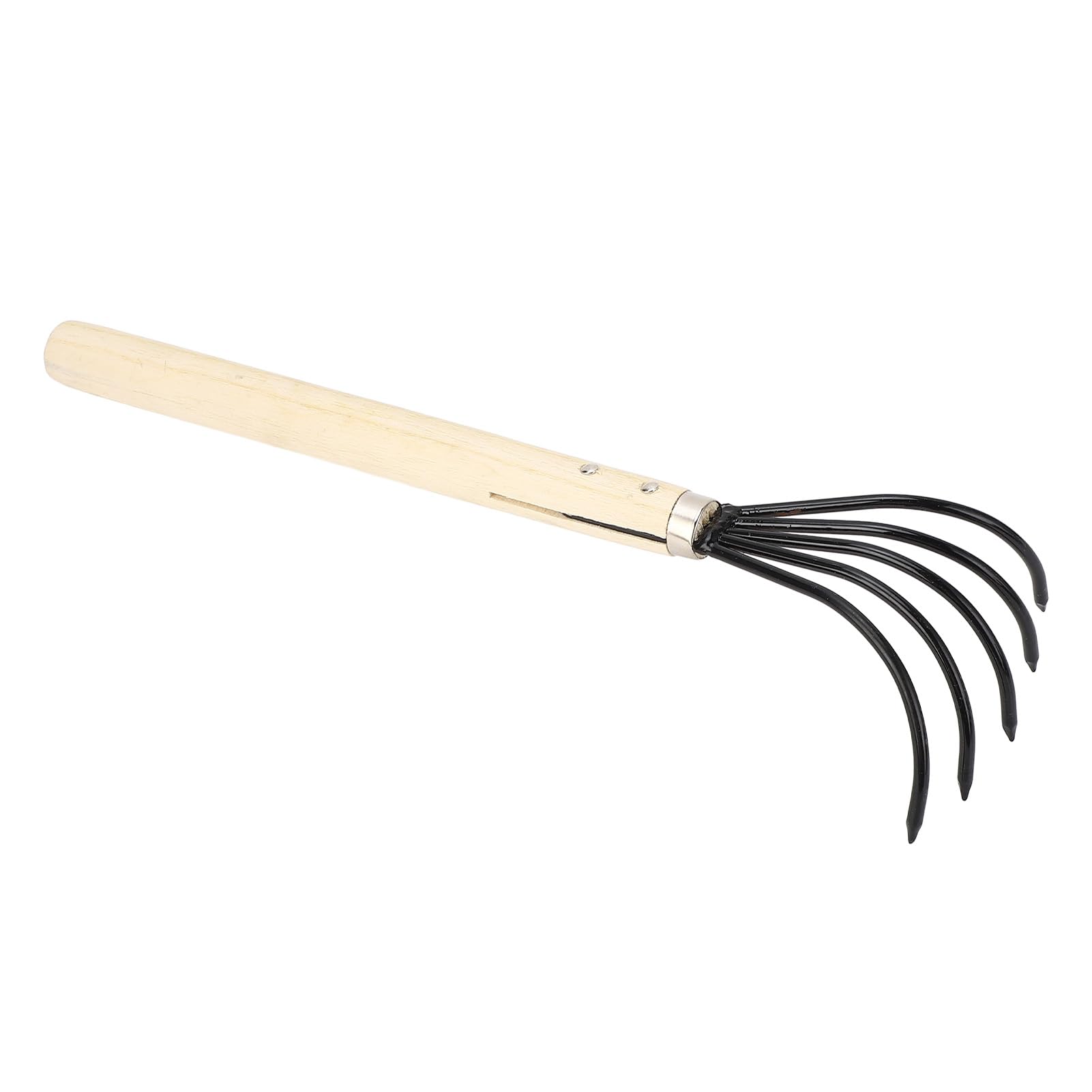 gernie Cultivator, Garden Hand Rake with 5 Carbon Steel Tines, Efficient Garden Cultivation, Precise Handling, Ergonomic Wooden Handle, Secure Construction, for Tilling, Aerating,