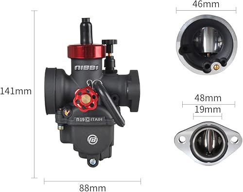 Miniatura 3 de NIBBI Carburador de motocicleta de 0.748 in, 50 CC, 70 CC, 100 CC, PE19FL, con chorros de carburador, compatible con YAMAHA KAWASAKI SUZUKI Apollo