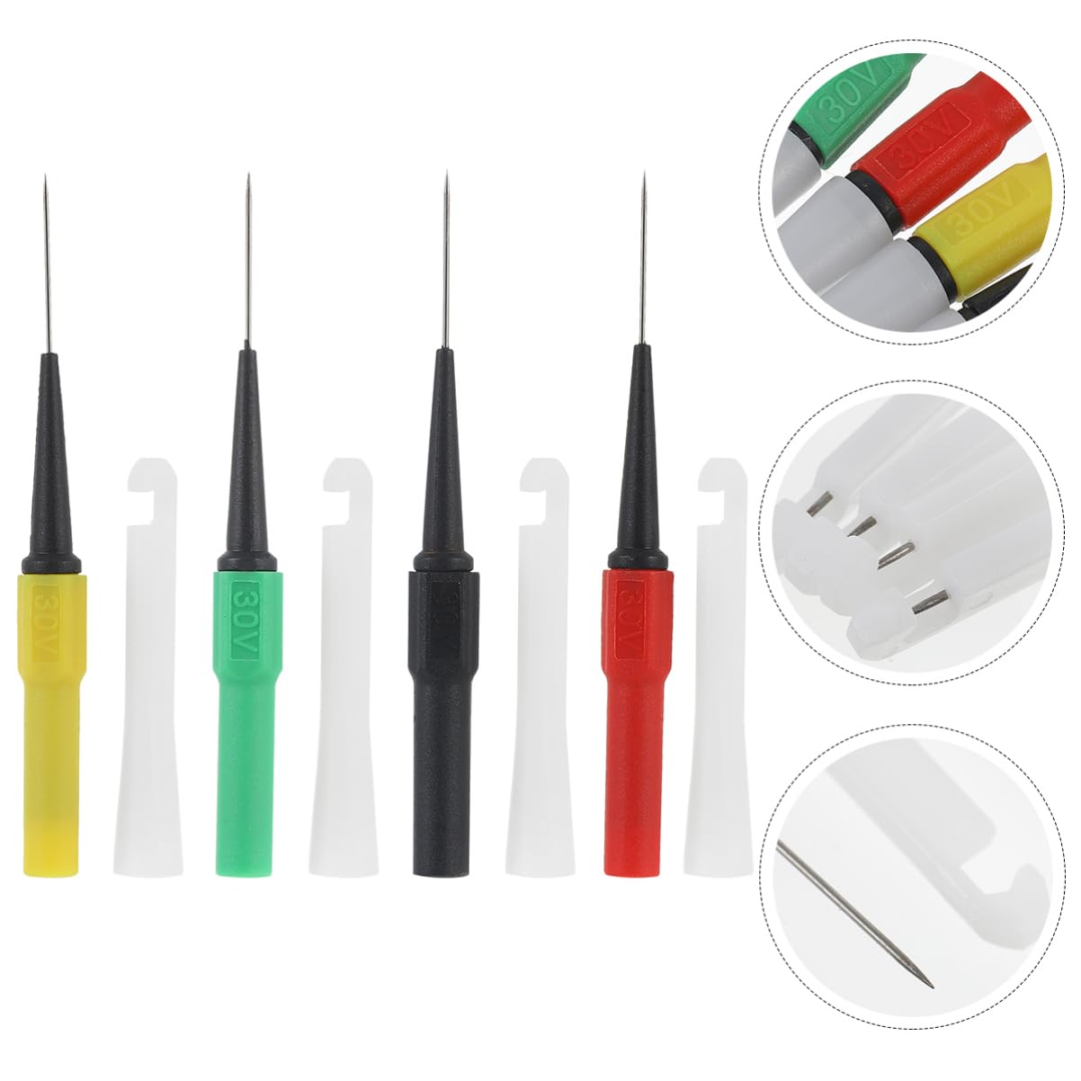 NUOBESTY 3 Ensembles Goupille De Perçage D'isolant Kit De Arrière Pour Multimètre À Fil Mini Perceur De Fil Accessoires De Test Automobile Black 4 Pièces * 3