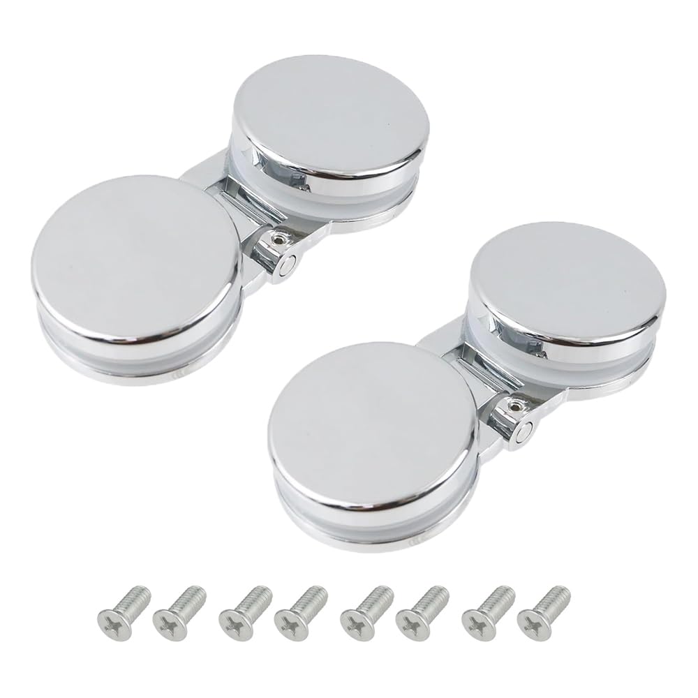 2 Pcs Glass Door Hinges, Double Side 180 Degree Cabinet Clamp Frameless Shower Screen Pivot Hinge for Bathroom Kitchen Cupboard Showcase, Thickness 5-8mm