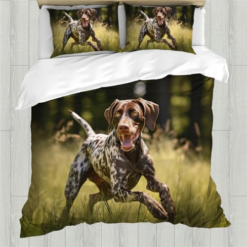 AyPoint Dog Duvet Cover Full - 3D Maimachi Dog Running on The Grass Comforter Cover, Dog Bedding Set, 1 Duvet Cover + 2 Pillow Shams (Dog,Full)
