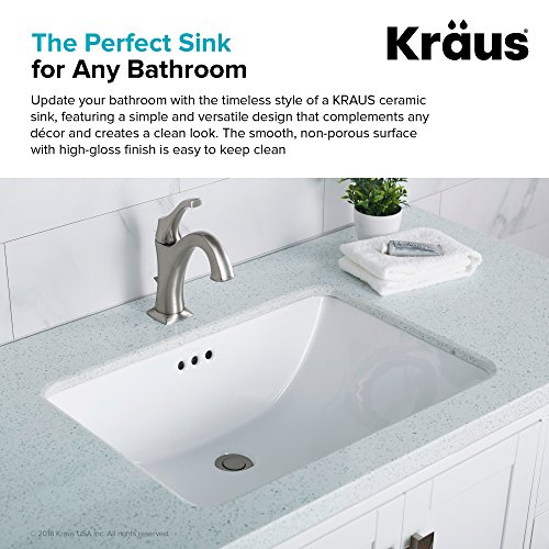 KRAUS Elavo 23-inch Rectangular Undermount White Porcelain Ceramic Bathroom Sink with Overflow, KCU-251 by Kraus - Image 6