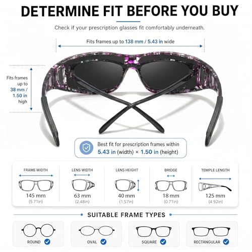 Image of VIEWBETTER Polarized Fit Over Glasses Sunglasses for Men Wrap Around Shades UV Protection Wear Over Eyeglasses SG0312