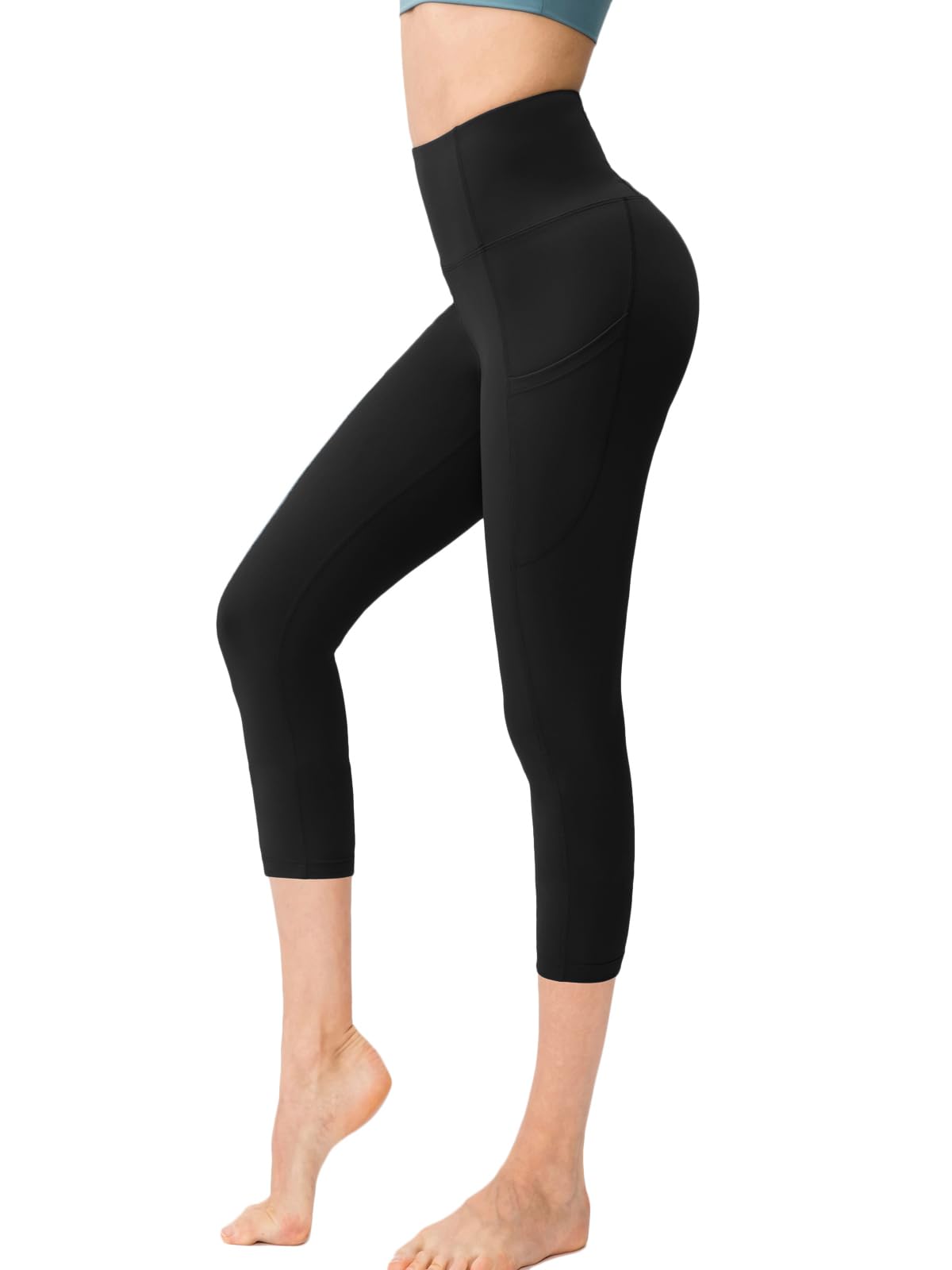 FLYILY Leggings da Donna per Yoga Corsa Allenamento Controllo Pancia Pantaloni 3/4 Fitness Pantaloni da Sportivi