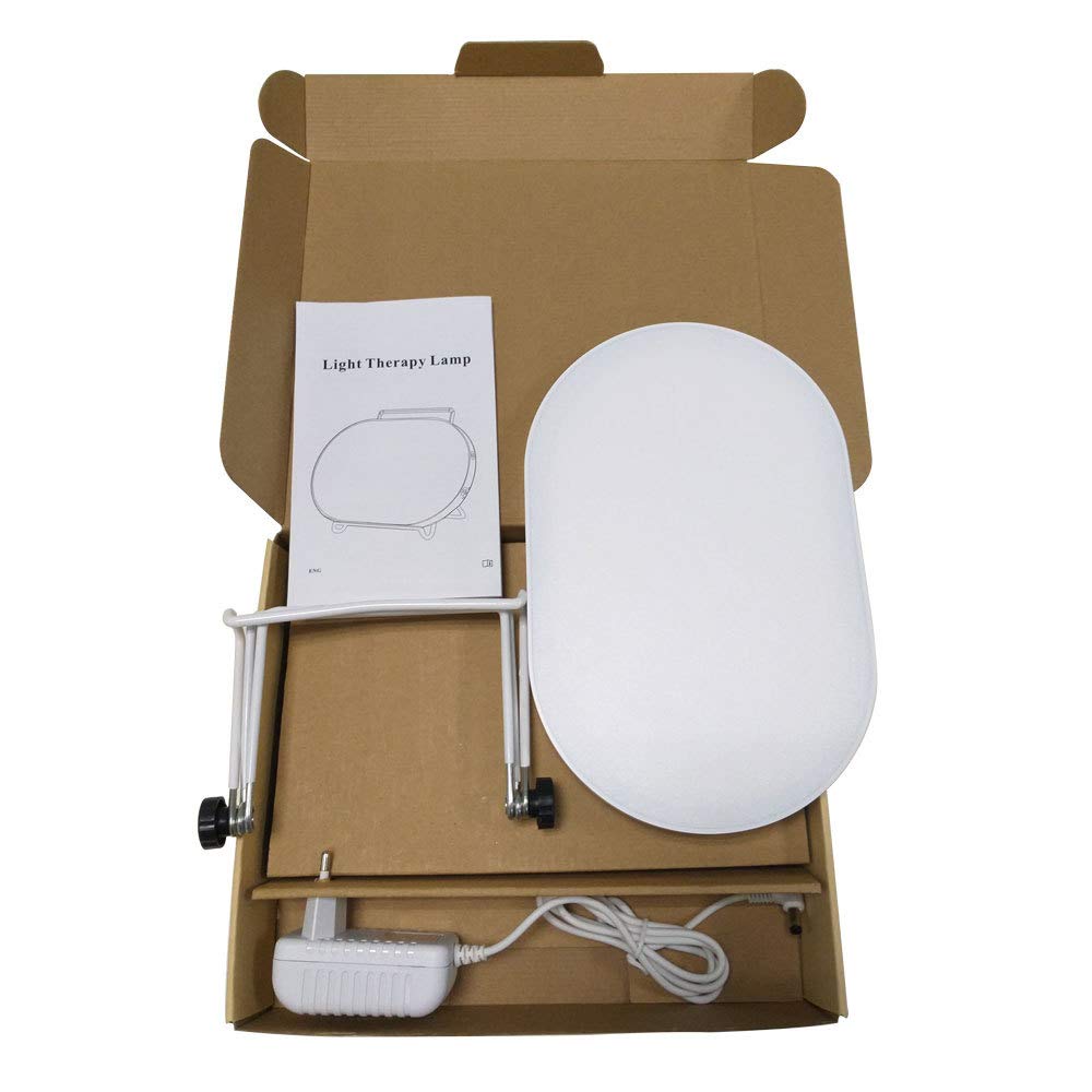 Lampe de luminothérapie avec minuterie, 10000 Lux luminosité LED Portable thérapie boîte avec 3 Niveaux de luminosité réglables, Touch Control, Lumière Ovale pour Home Office