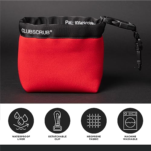 Image of Club Scrub Golf Club and Golf Ball Cleaning Bag, Waterproof Clean Face Technology Liner, Detachable Clip, Machine Washable, Cleans Club Grooves, Dry Exterior (Neoprene or Microfiber Option Available)