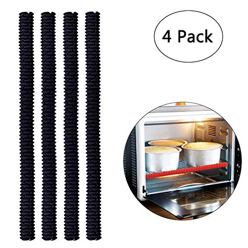 Emoly Silicone Oven Rack Shields - Portable 4 Pack Heat Resistant Silicone Oven Rack Cover 14 inches Long Oven Accessories Rack Edge Protector, Protect Against Burns and Scars (Black)