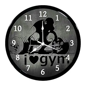 Babawill I Love Gym Abs Plastic Wall Clock with Glass in Front 28 x 28 x 6 Cm