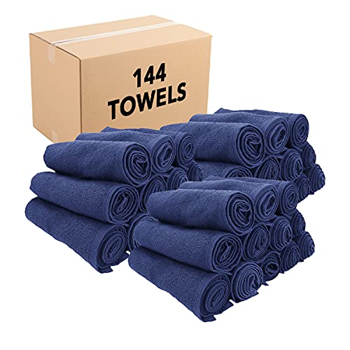 Image of Arkwright Bleach Resistant Salon Towels Bulk - 100% Cotton Hair Towels, Soft, Absorbent, Quick Dry Spa & Barber Towels for Hair Stylist, Nail Salon & Esthetician, 16 x 28, Navy (Case of 144)