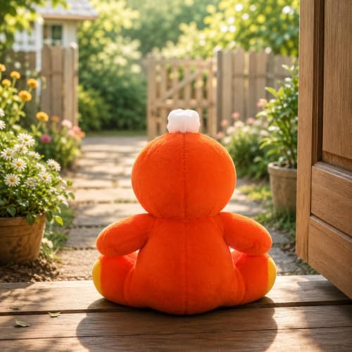 Image of Orange Chick Plush Toy, 20 cm, Soft Stuffed Animal with Bow
