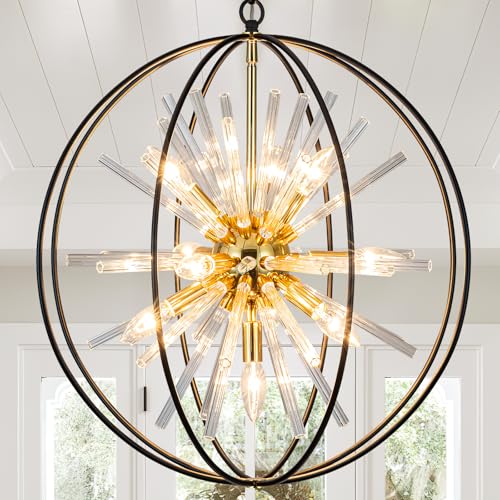 Image of Vezzio Modern Black and Gold Sputnik Chandelier for Dining Room