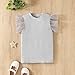 OPAWO Toddler Girl Shirts, Puff Dot Sleeve Baby Tee Shirt, Ribbed Short Sleeve T-Shirt, Solid Color Girls Tshirt Tops, 12M-7Y(Gray,4-5Years)